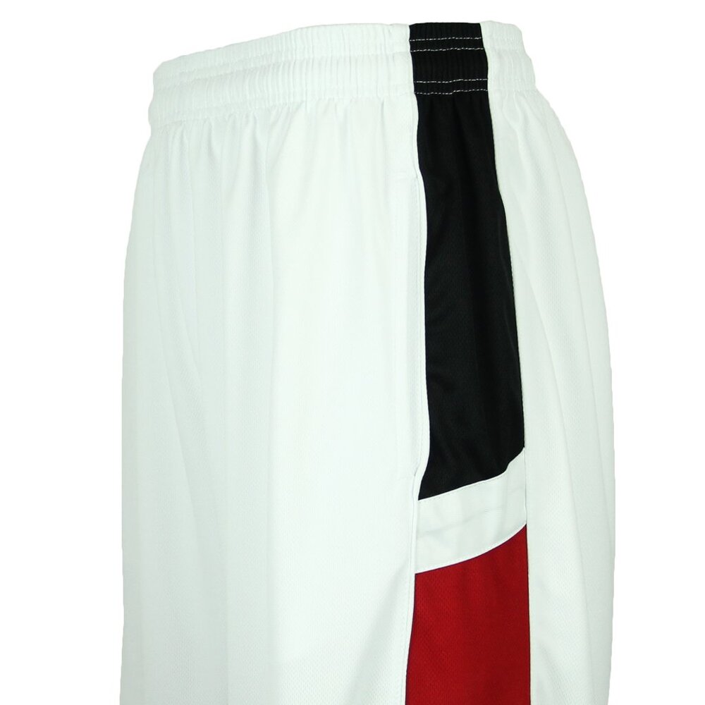 Men's White Athletic Shorts with Black & Red Panels
